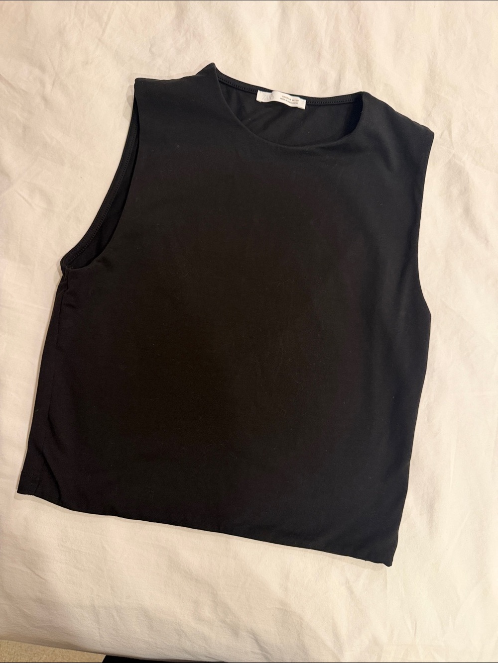 Black Sleeveless Crewneck Women's Top
